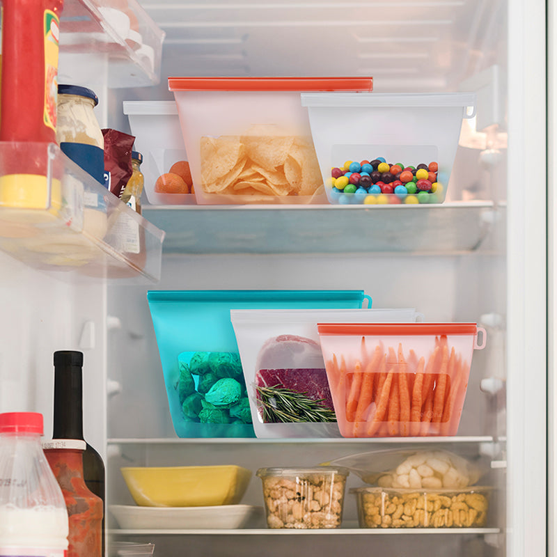 Fridge Organization Made Easy: Stand-Up Silicone Bags with a Clear Viewing Window