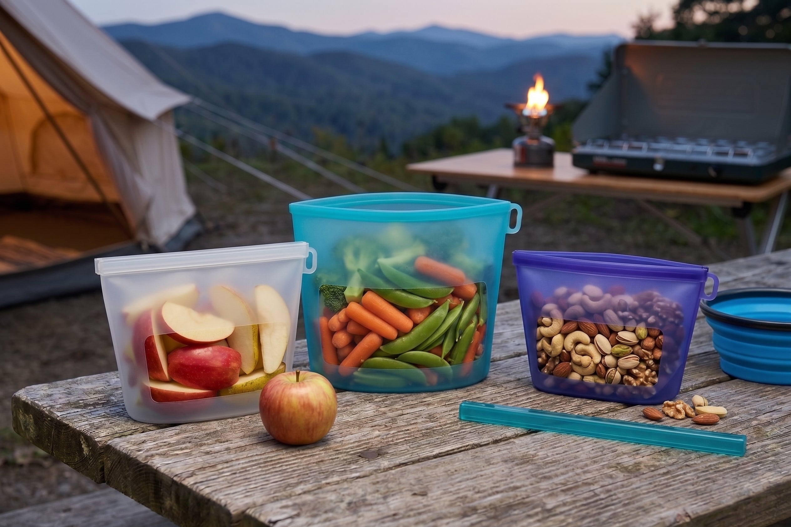 Camping & Travel Meal Prep: Pack Light with Space-Saving Silicone Containers
