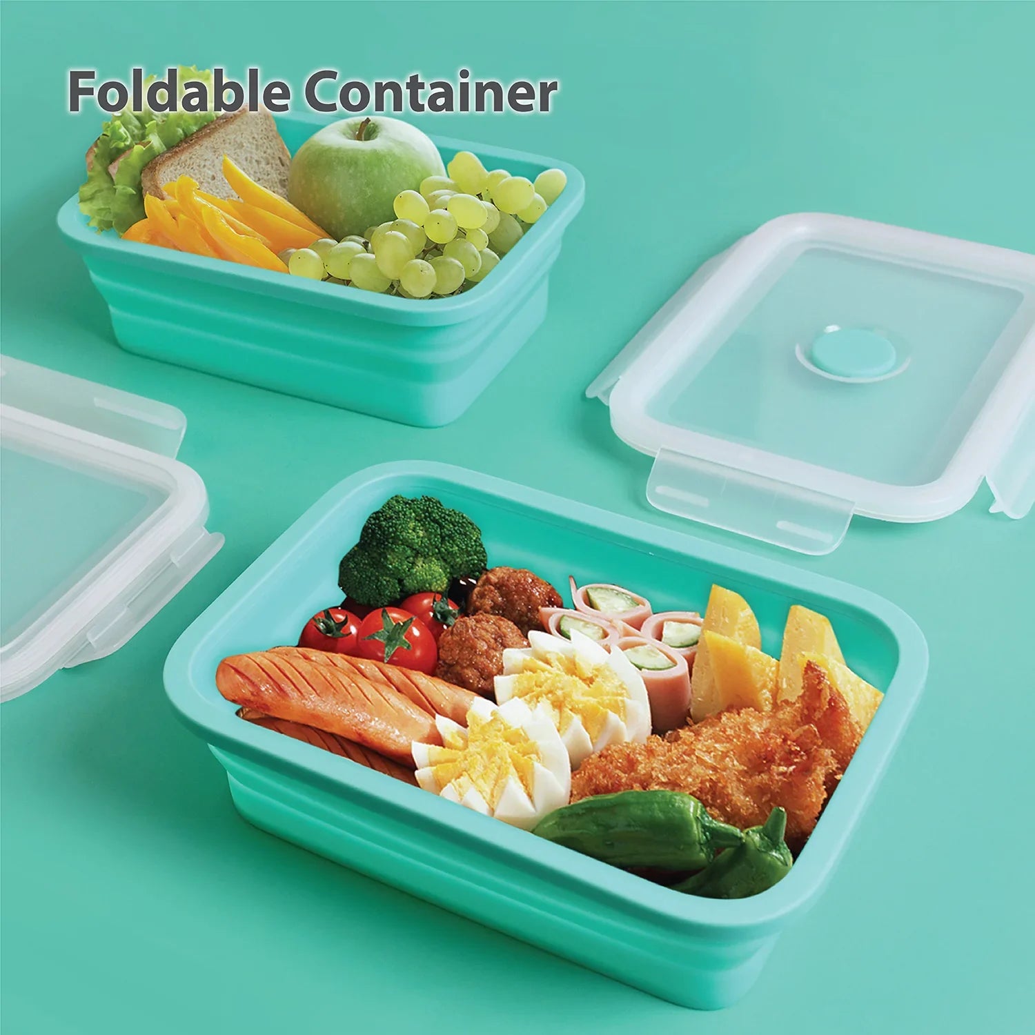 DeliOne foldable food storage container collapsed for space saving