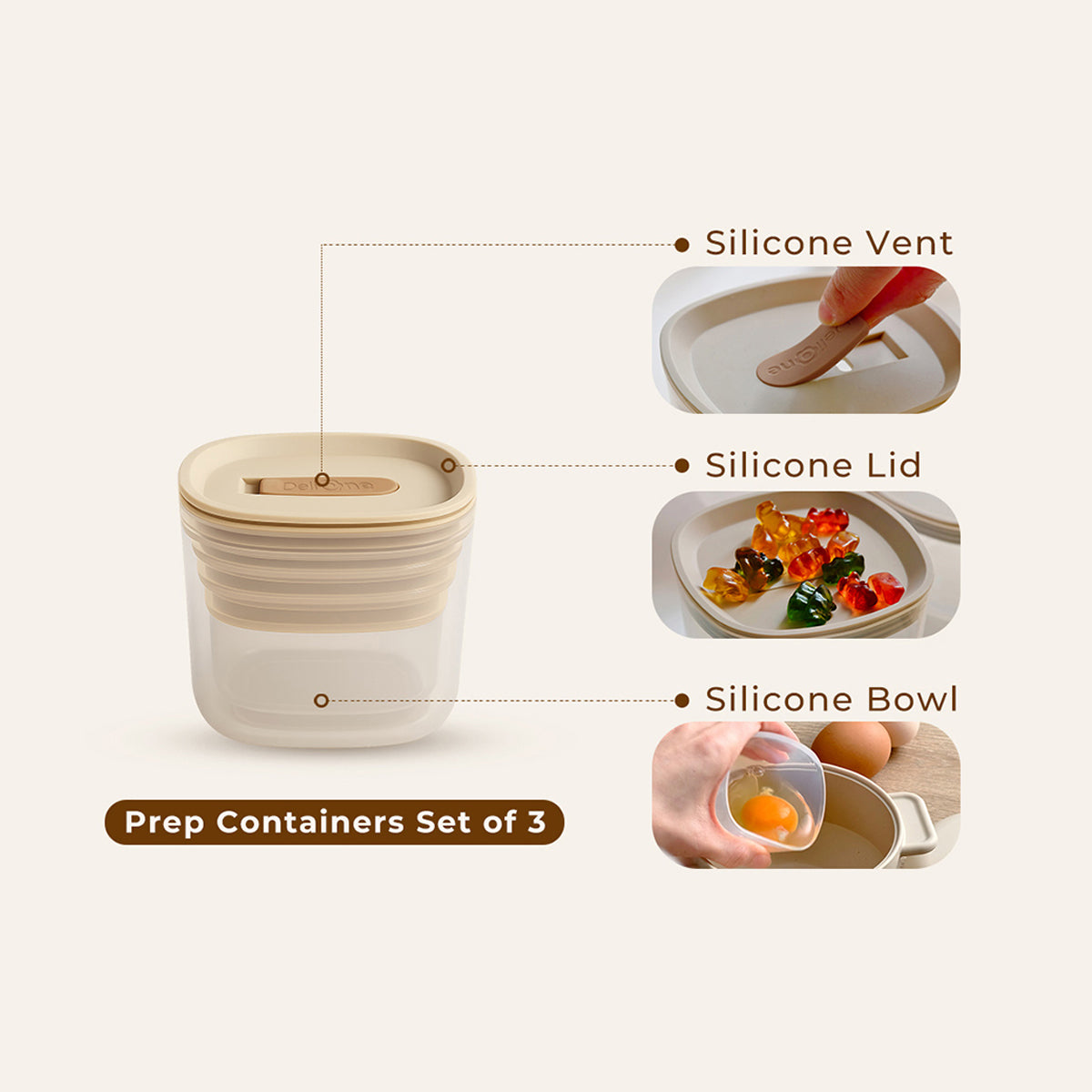 DeliOne prep container set for portioned ingredients and snacks