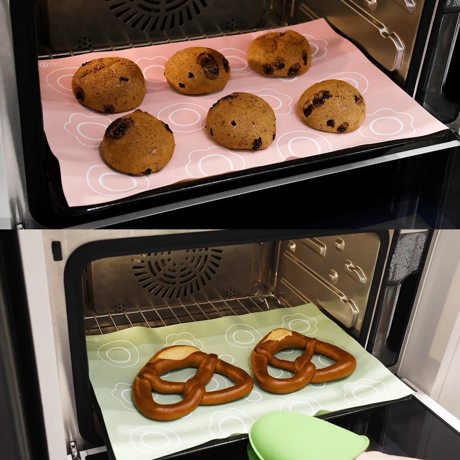 DeliOne nonstick silicone baking mat on oven tray