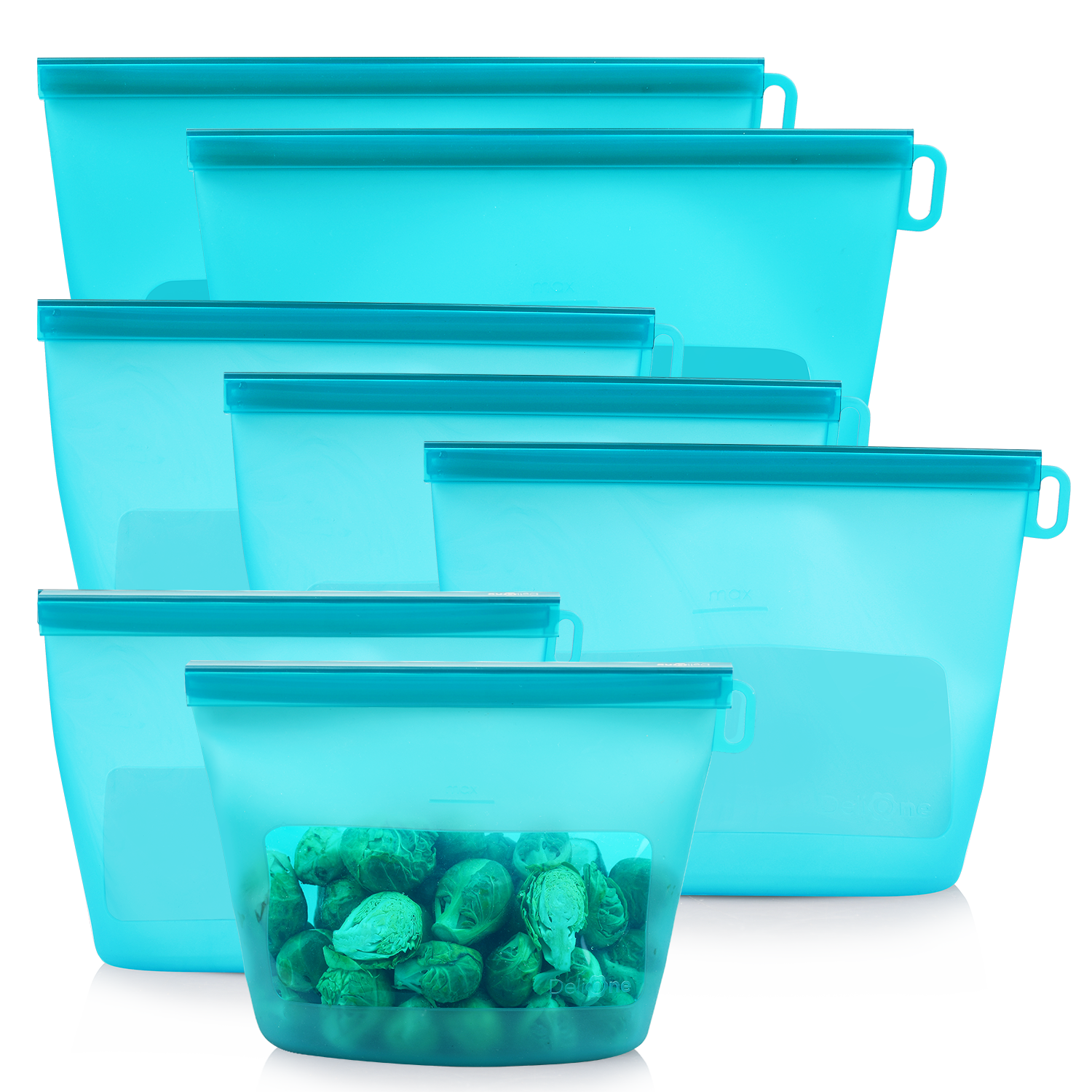 Delione Zip'n Fresh Silicone Food Storage Bag Set of 3 / Coral