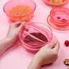 Red Delione Flex'n Fresh Silicone Stretch Lid on circular bowls